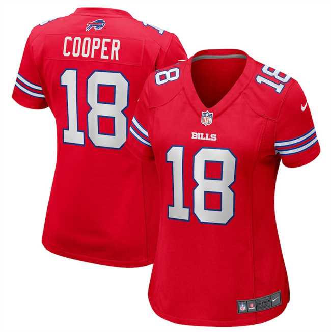 Women%27s Buffalo Bills #18 Amari Cooper Red Stitched Football Jersey Dzhi